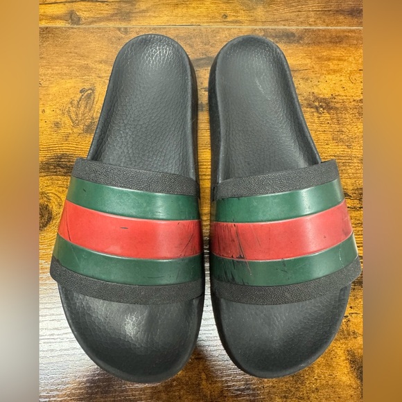 Gucci slides red green black soft Sandle flip flop‎ size 10 men’s - Picture 1 of 15